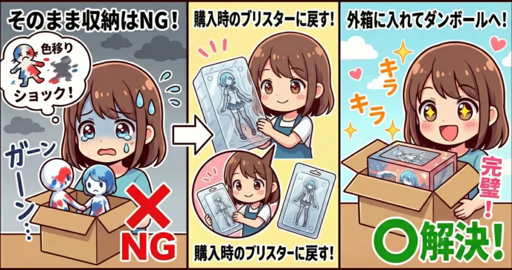 色移り防止 フィギュアを箱に戻すときは購入時の状態に戻す