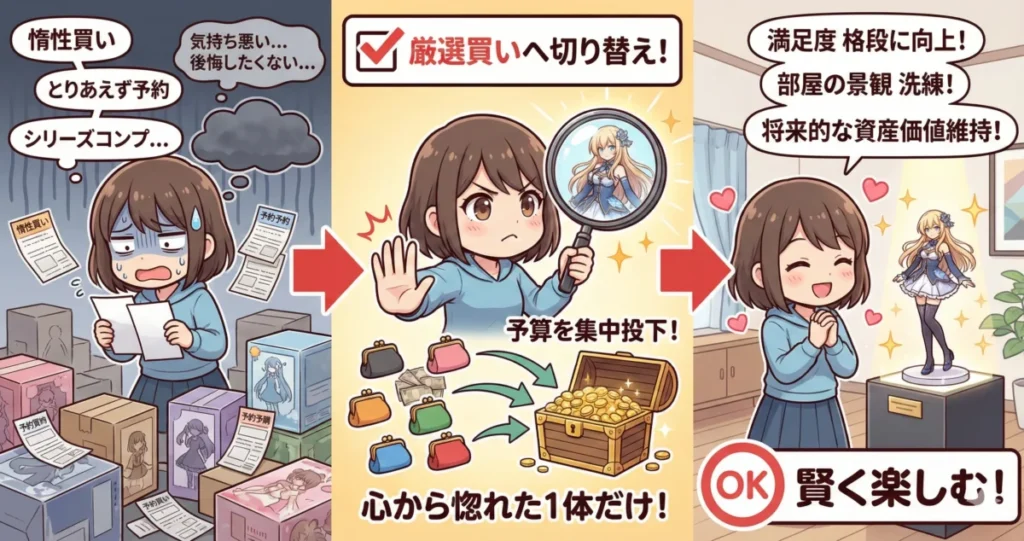 フィギュア趣味を賢く楽しむ方法1つ目は、「全部買い」から「厳選買い」へ切り替えること
