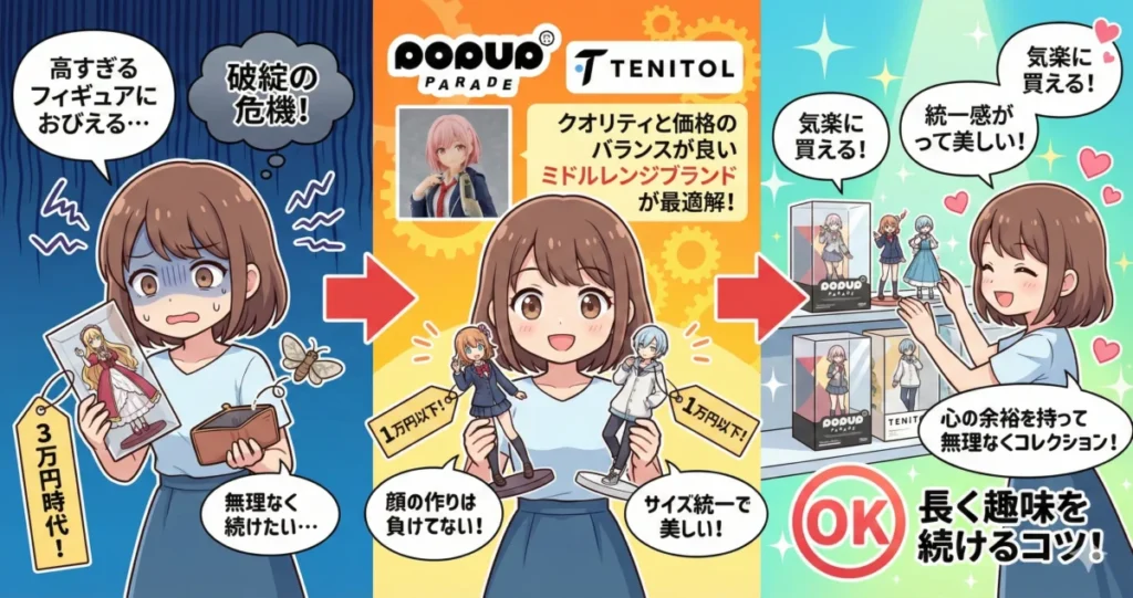 フィギュア趣味を賢く楽しむ方法5つ目は、クオリティと価格のバランスが良い「ポッパレ」などを買ってみる
