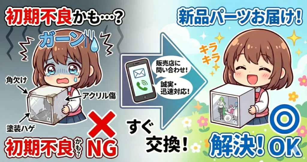 キューブボックスαは初期キズや塗装ハゲの不良品が届く可能性がある