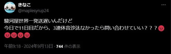 駿河屋 発送 遅い