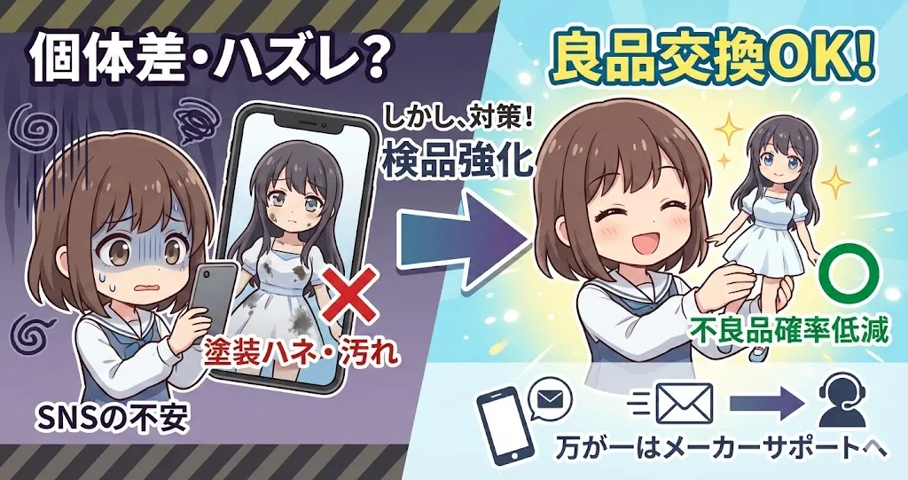 タイトーフィギュアがひどいと言われる理由1つ目は、個体差が激しく稀にハズレがある