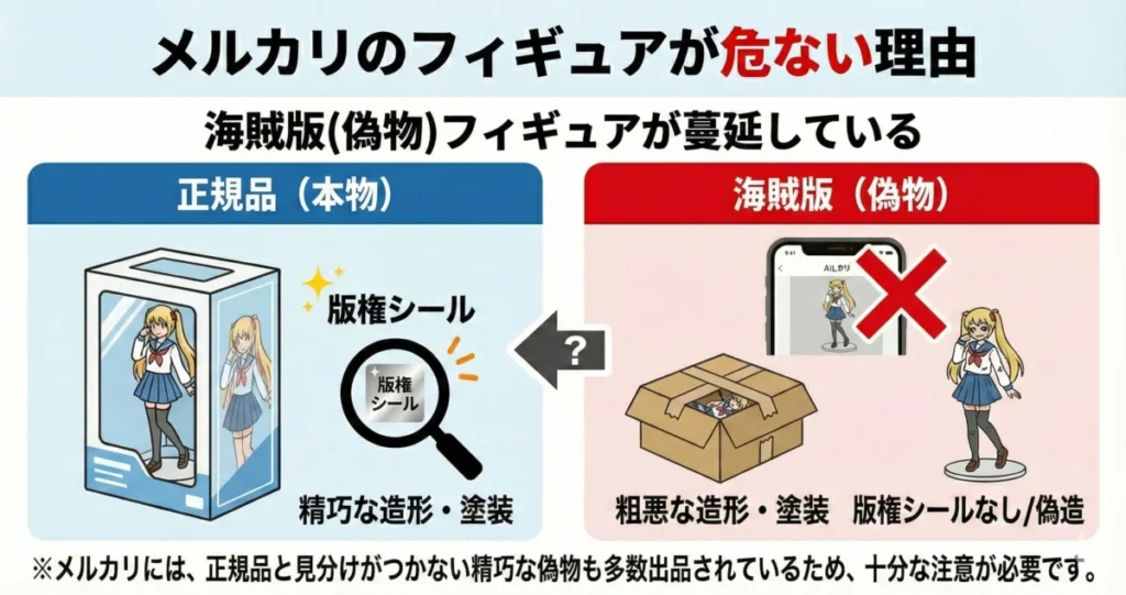 メルカリでフィギュアを買うのが危ない理由2つ目は、海賊版(偽物)フィギュアが蔓延していること。
