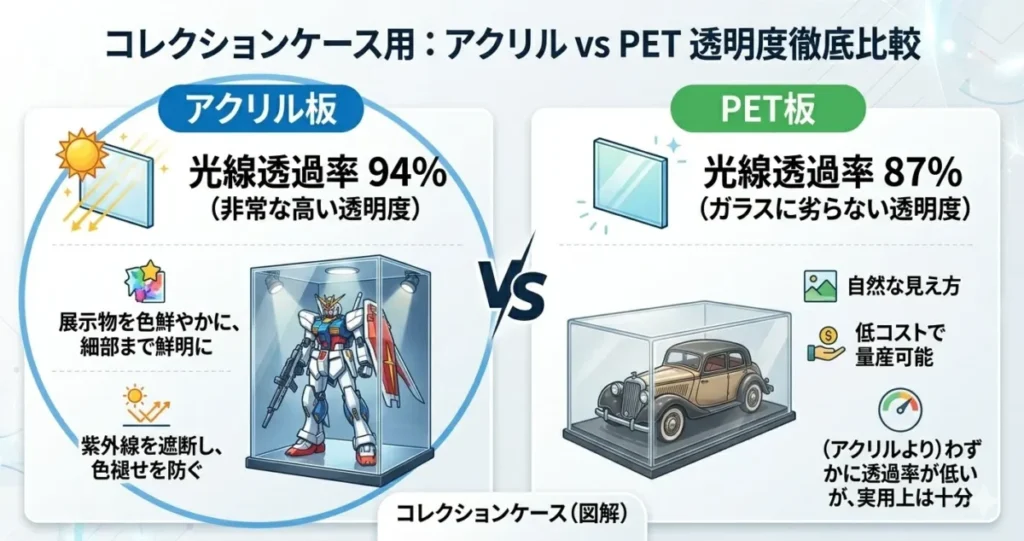 アクリルとPETの光透過率の違い
