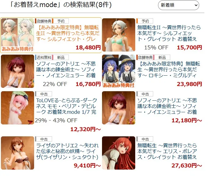 あみあみのお着替えmodeフィギュア一覧