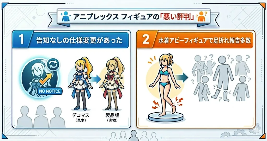 アニプレックス フィギュアの悪い評判2つ