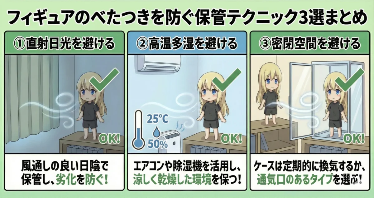 フィギュアのべたつきを防ぐ保管テクニック3つ