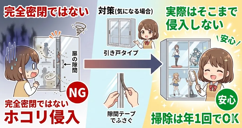 JAJANフィギュアラック扉タイプは完全密閉ではない