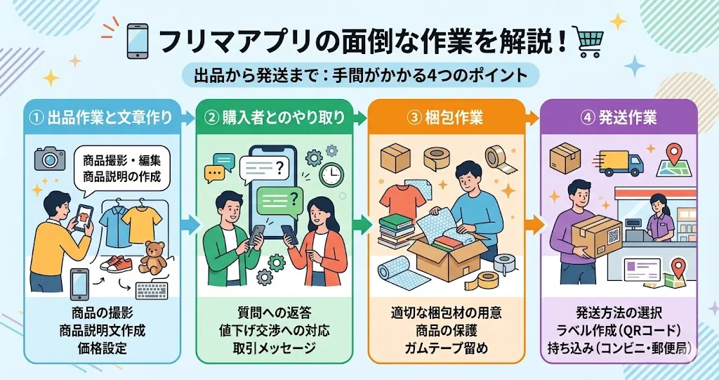 フリマアプリの面倒な作業4つ