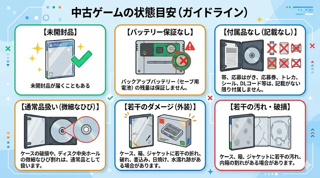 駿河屋中古ゲームの状態目安