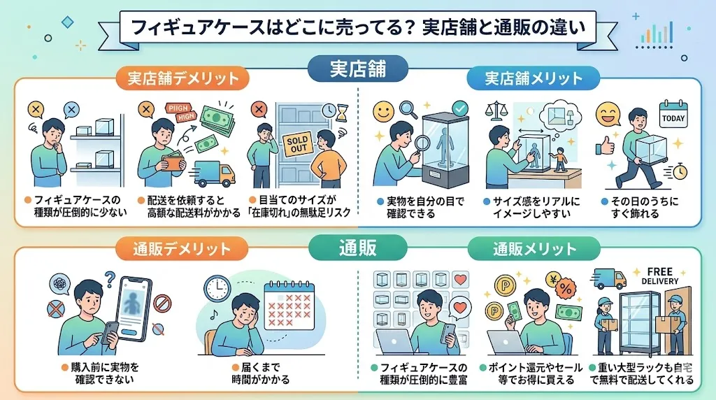 結論！フィギュアケースはどこに売ってる？実店舗と通販の違い