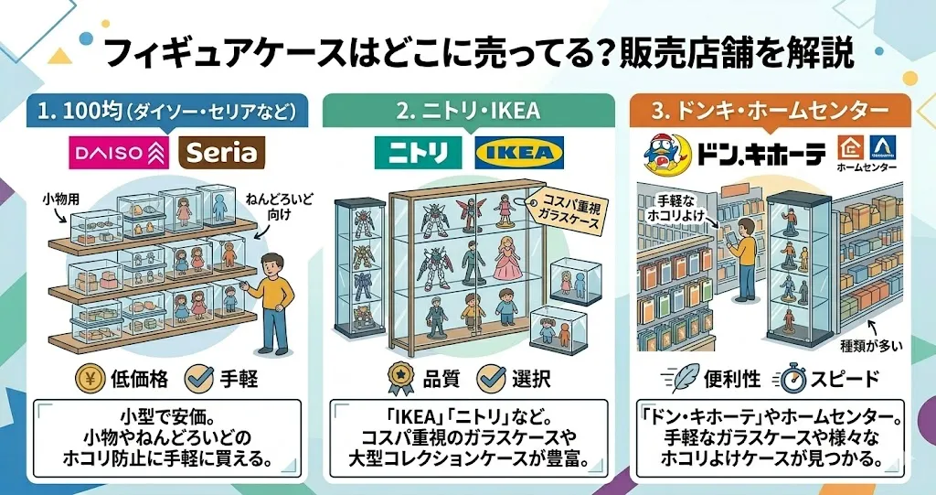 フィギュアケースはどこに売ってる？販売店舗を解説
