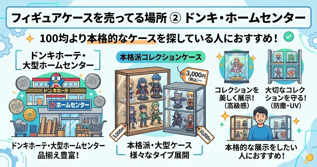 フィギュアケースを売ってる場所2つ目は、ドンキ・ホームセンター