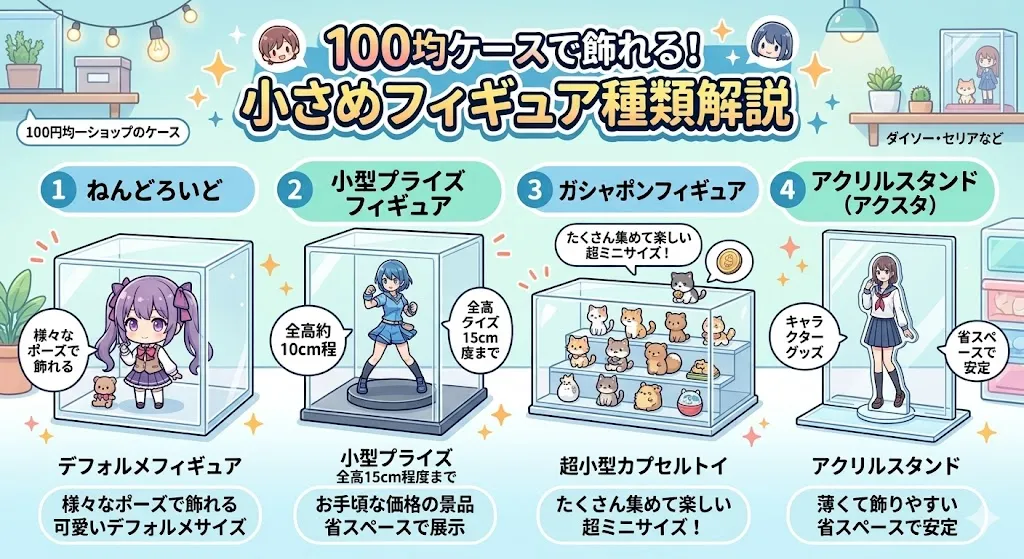 100均で購入できるフィギュアケースに飾れるコレクション