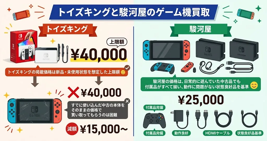 トイズキングと駿河屋のゲーム機買取の基準