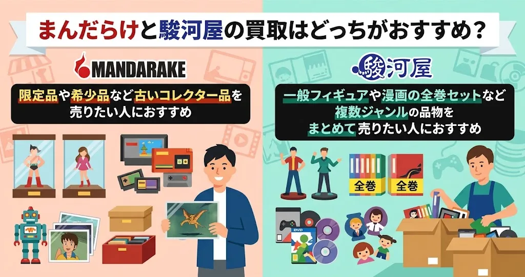 まんだらけと駿河屋の買取はどっちがおすすめ？比較して分かった結論
