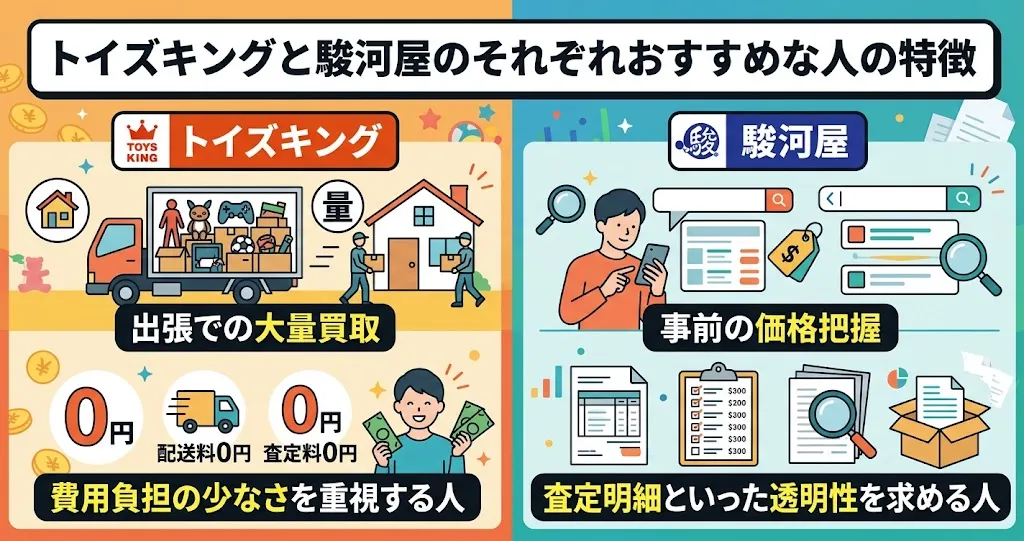 トイズキングと駿河屋の買取を比較!それぞれおすすめな人の特徴