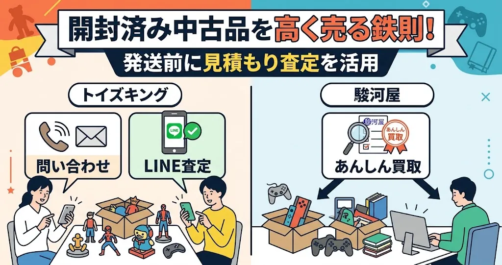 トイズキング・駿河屋ともに中古品を高く売りたいなら「事前見積もり」を活用する
