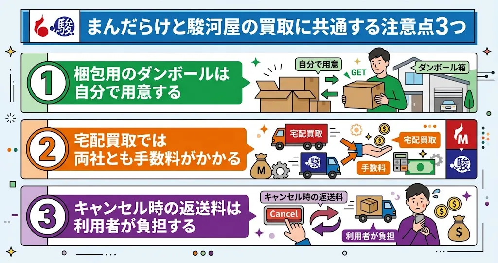 まんだらけと駿河屋の買取に共通する注意点3つ