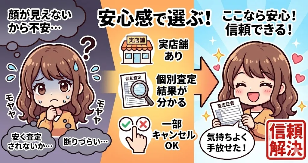 オタクグッズを売るのがめんどくさい人におすすめの買取業者の選び方3つ目は、安心感。