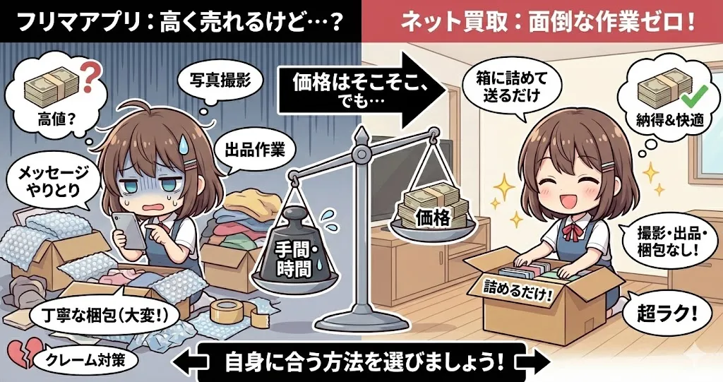 ネット買取業者を利用するデメリット1つ目は、フリマアプリより高く売れないこと。