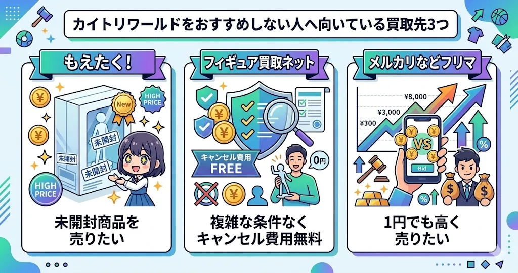 カイトリワールドをおすすめしない人に向いている買取先