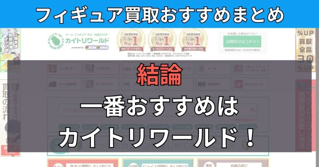 まとめ:一番おすすめするフィギュア買取サイトはカイトリワールド