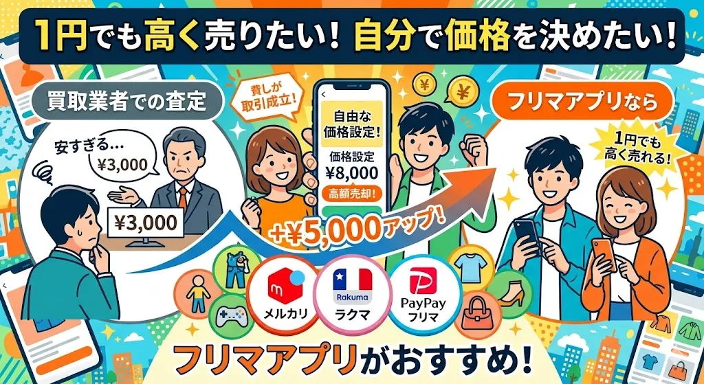 1円でも高く売りたいならフリマアプリ一択