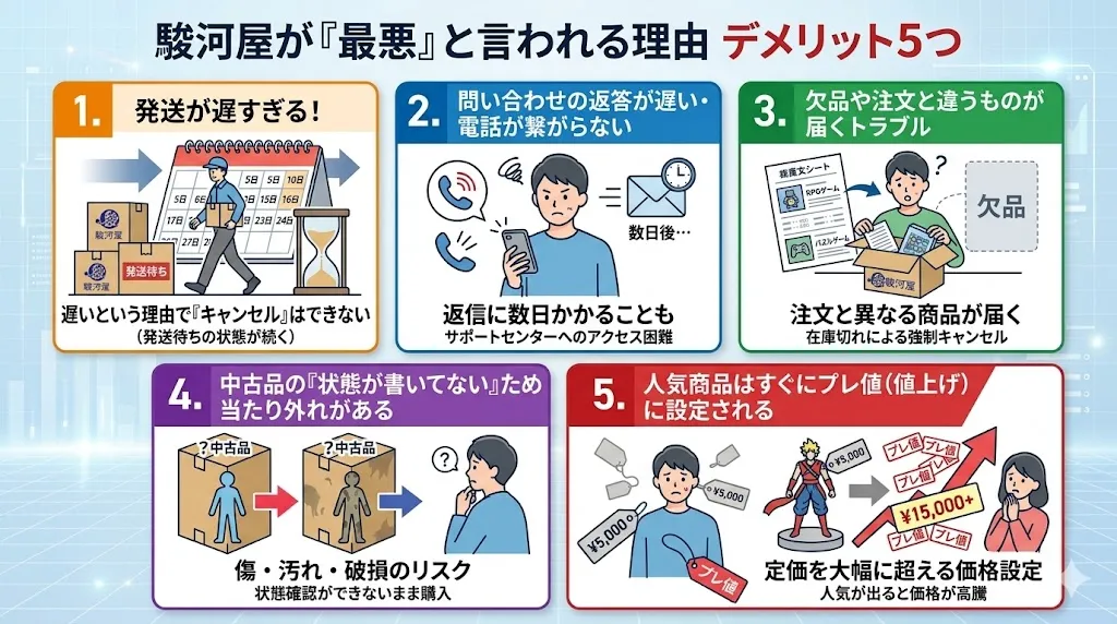 駿河屋が「最悪」と言われる理由(デメリット5つ)