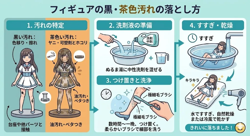 フィギュア 黒い汚れ・茶色い汚れの落とし方