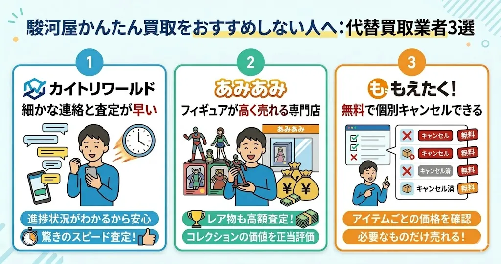 駿河屋かんたん買取をおすすめしない人への代替買取業者3選