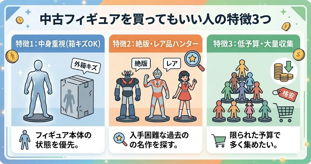 中古フィギュアを買ってもいい人・おすすめな人の特徴3つ