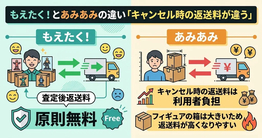 もえたく！とあみあみはキャンセル時の返送料が違う