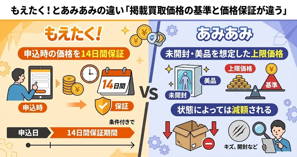 もえたく！とあみあみは掲載価格の基準と価格保証の仕組みが違う