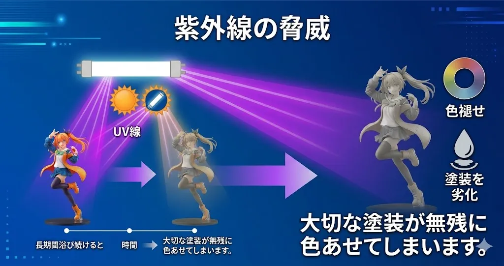 紫外線によるフィギュアの劣化