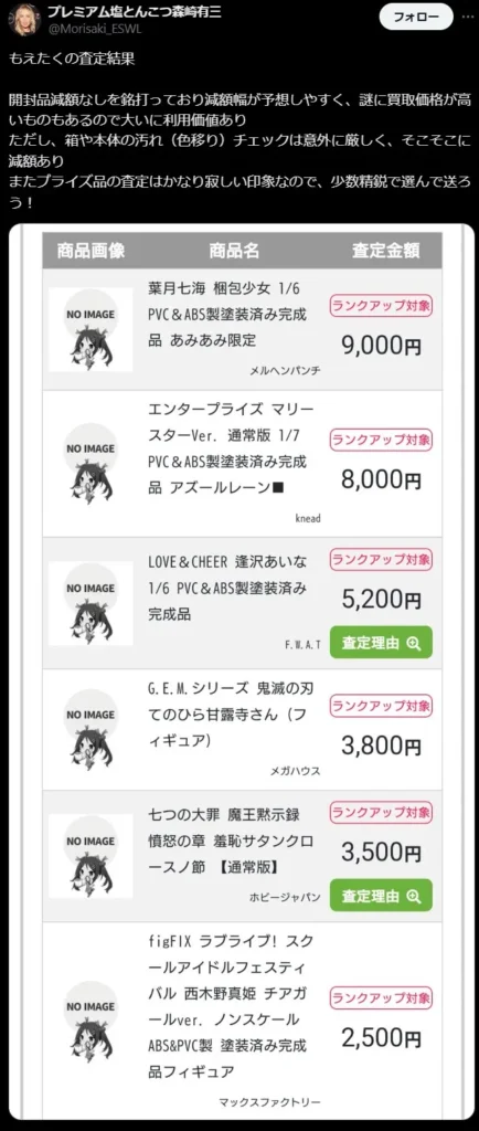 もえたくの査定は厳しい