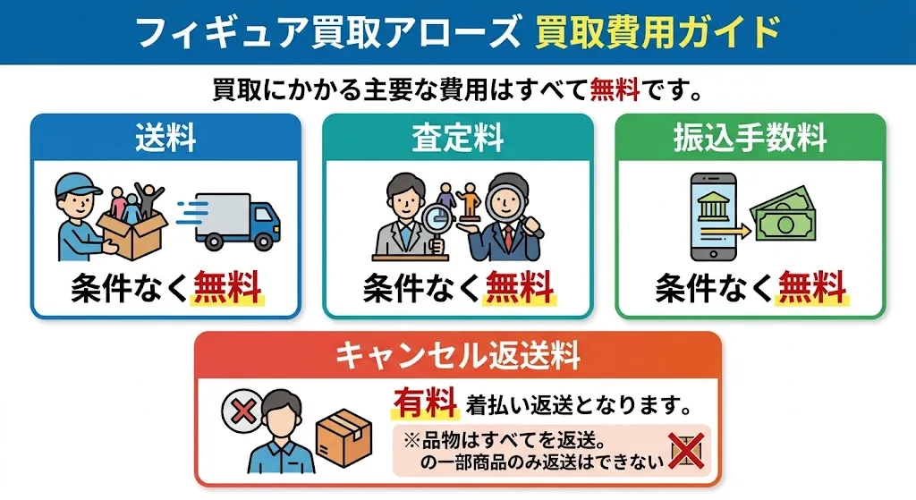フィギュア買取アローズの買取にかかる費用