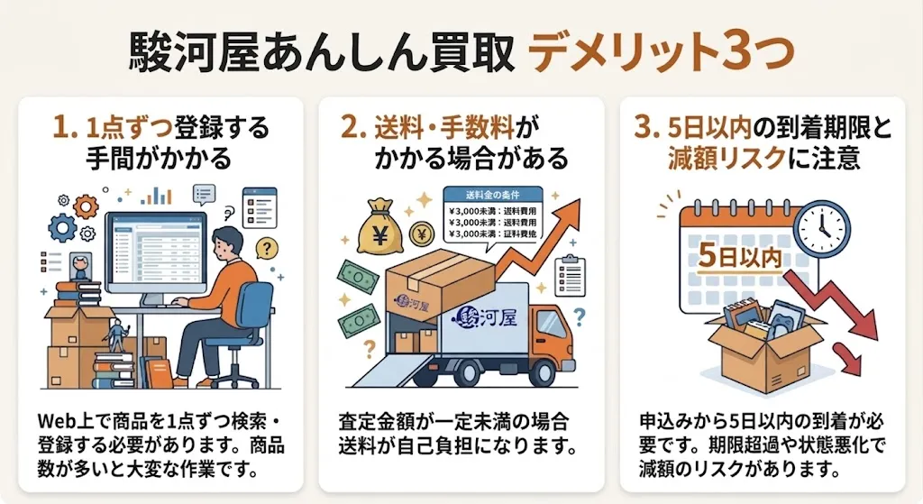 駿河屋あんしん買取のデメリット・注意点3つ