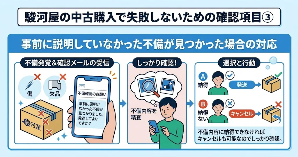 駿河屋で購入後説明にない不備が見つかったら注文をキャンセルできる