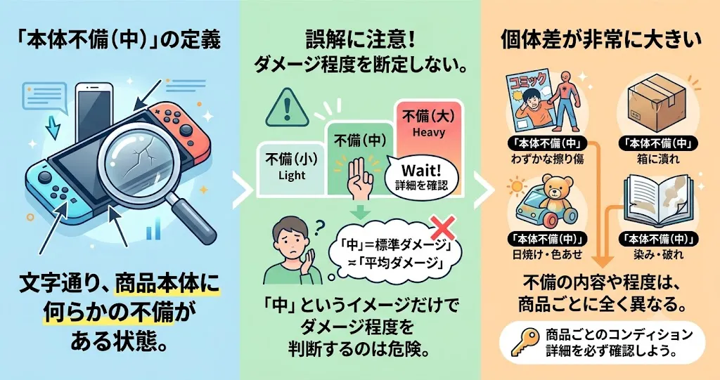 駿河屋の本体不備(中)は本体に何かしらの不良がある