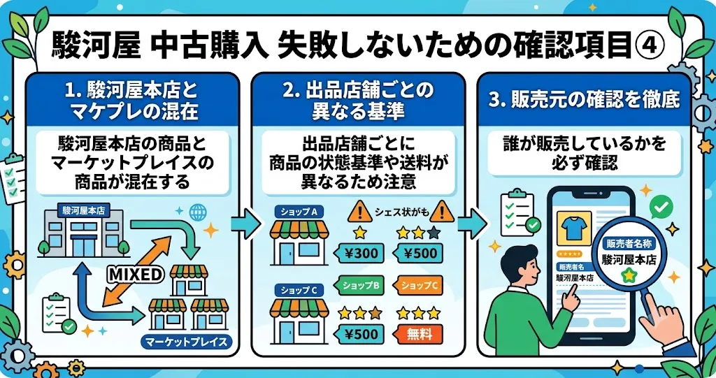 駿河屋は本店とマケプレが混在するので、誰が販売しているのかチェック