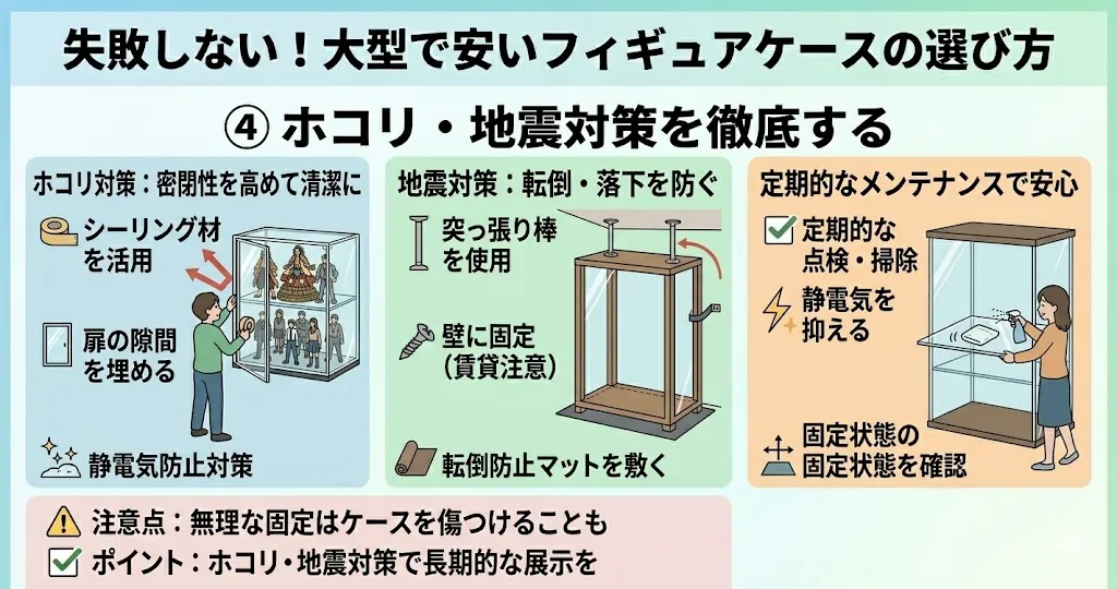 ホコリ対策と地震対策も考える
