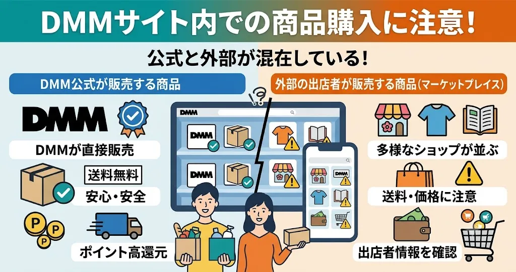 DMM通販は怪しい？公式と出店者の違いに注意