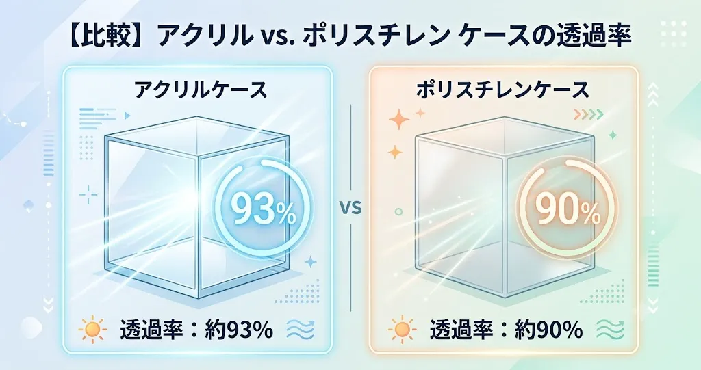 アクリルとポリスチレンの透明度比較