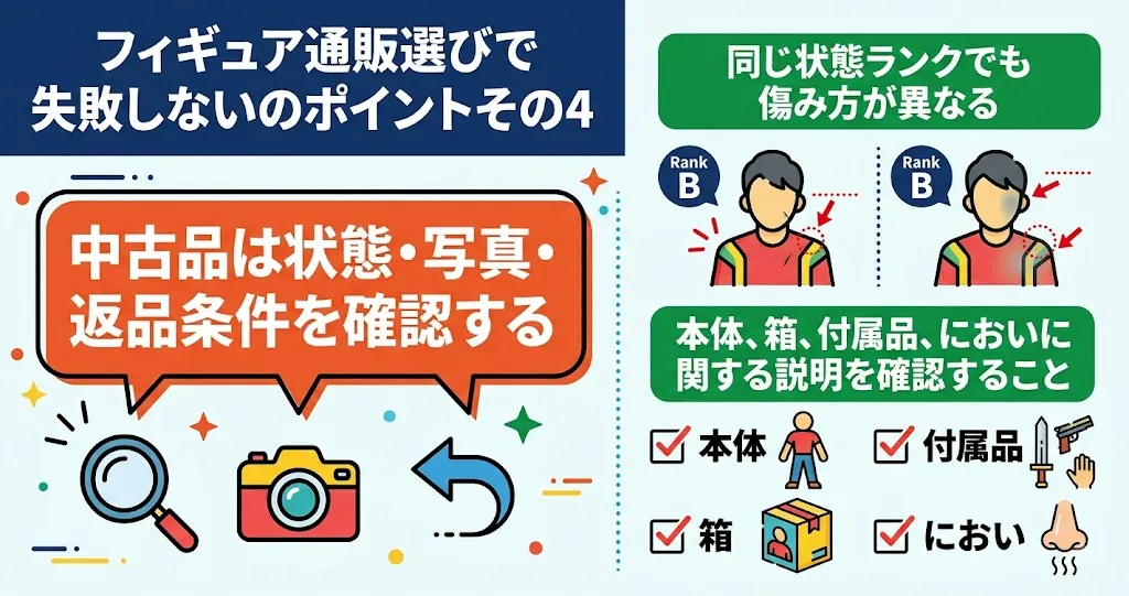 中古品は状態・写真・返品条件を確認する