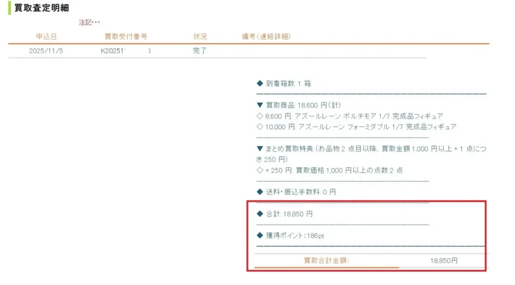 あみあみ買取 2025年11月利用
