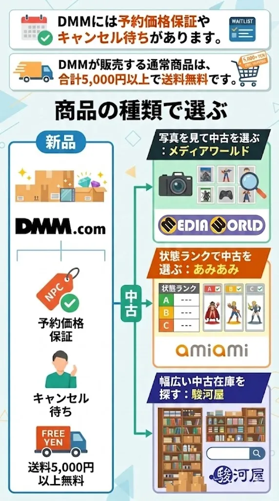 まとめ｜新品はDMM、中古は目的に合わせて選ぼう