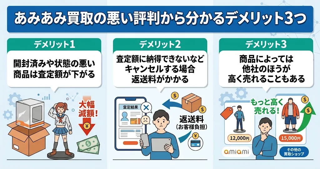 あみあみ買取の悪い評判から分かるデメリット3つ