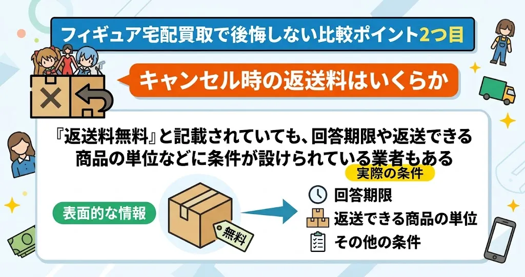 キャンセル時の返送料の有無と条件を調べてから利用する