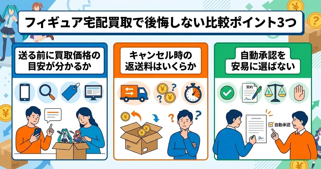 フィギュア宅配買取で後悔しない比較ポイント3つ